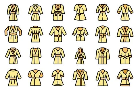 Dressing gown icons set vector flat Stock Illustration