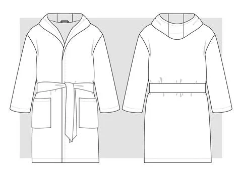 Dressing Gown technical sketch 스톡 일러스트