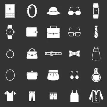 Dressing icons on black background Stock Illustration