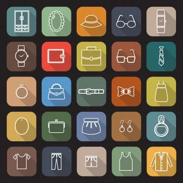Dressing line flat icons with long shadow Stock Illustration
