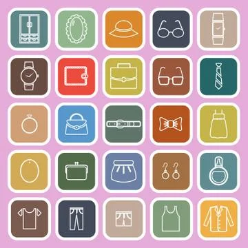 Dressing line flat icons on pink background Stock Illustration