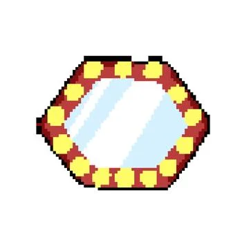 Dressing makeup mirror frame pixel art vector illustration Stock Illustration