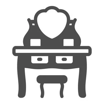 Dressing makeup table and stool solid icon, interior design concept, vanity Stock Illustration