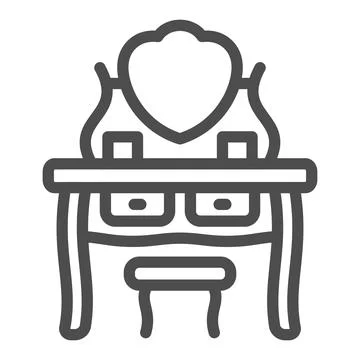 Dressing makeup table and stool line icon, interior design concept, vanity table Stock Illustration
