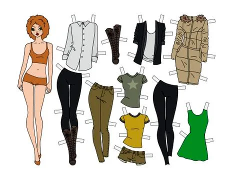 Dressing paper doll Stock Illustration
