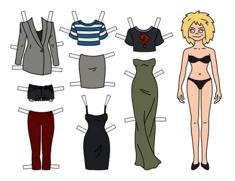 The dressing paper doll Stock Illustration