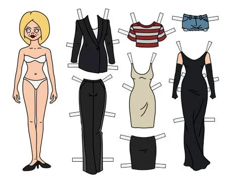 The dressing paper doll Stock Illustration