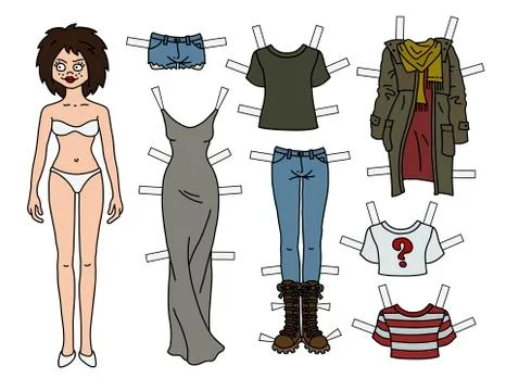 The dressing paper doll Stock Illustration