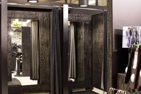 Dressing room in clothes store Stock Photos