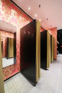 Dressing room in clothes store Stock Photos