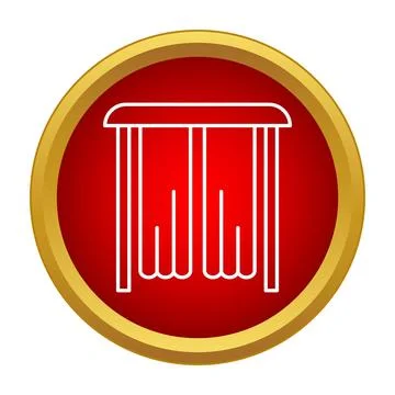 Dressing room curtains icon on a red background Illustrazione stock