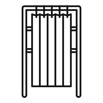 Dressing room fitting booth with privacy curtain vector icon Stock Illustration