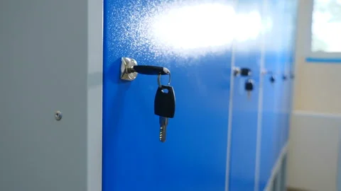 Dressing room in gym with boxes for clot... | Stock Video | Pond5