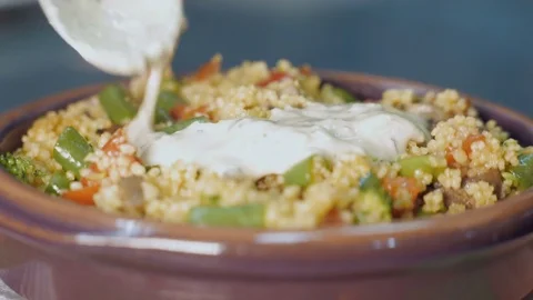 Dressing with sauce dish Stock Footage 84078426
