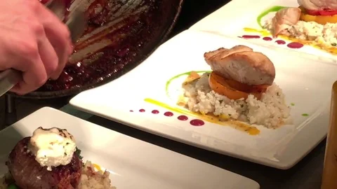 Dressing Up Steak in Fine Restaurant Video stock 82212234