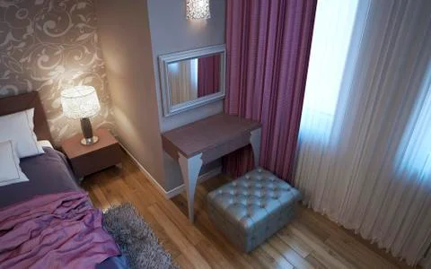 Dressing table in art deco style bedroom Stock Illustration