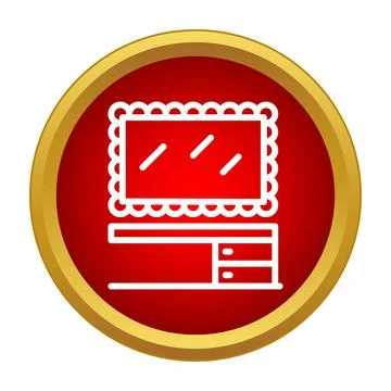 Dressing table icon with mirror and drawers Stock Illustration