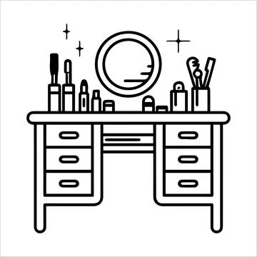 Dressing Table icon or modern line symbol. Vector line art and icon design .. Stock Illustration