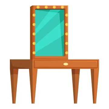 Dressing table with illuminated mirror for applying makeup Stock Illustration