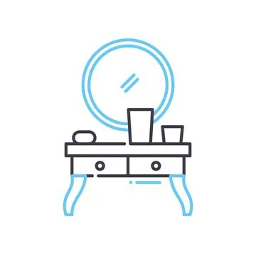 Dressing table line icon, outline symbol, vector illustration, concept sign Stock Illustration