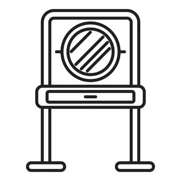 Dressing table with mirror and drawer, furniture icon representing getting .. Stock Illustration