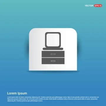 Dressing Table with Mirror Icon - Blue Sticker button Stock Illustration