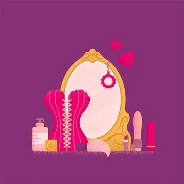 Dressing table with mirror. Stock Illustration