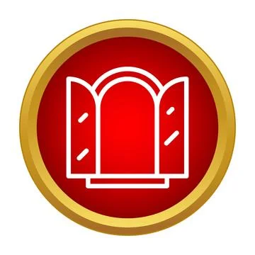 Dressing table mirror outline icon in circle Stock Illustration