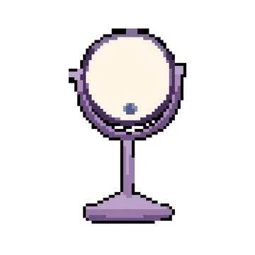 Dressing table mirror pixel art vector illustration Stock Illustration