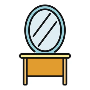 Dressing table with oval mirror reflecting concepts of beauty Stock Illustration