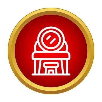Dressing table vanity icon with mirror and stool Stock Illustration