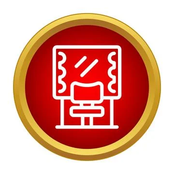 Dressing table vanity mirror chair line icon Stock Illustration
