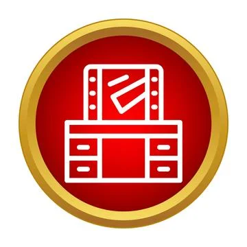 Dressing table vanity mirror icon in red circle Stock Illustration