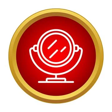 Dressing table vanity mirror line icon in red circle Stock Illustration