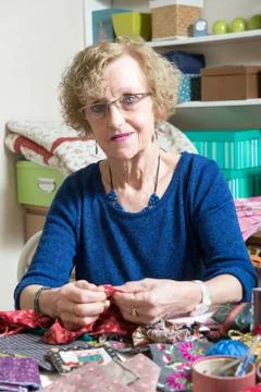 Dressmaker working on her patchwork Fotos de archivo