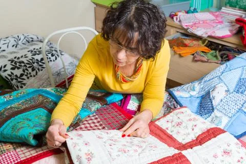 Dressmaker working on her patchwork Fotos de archivo