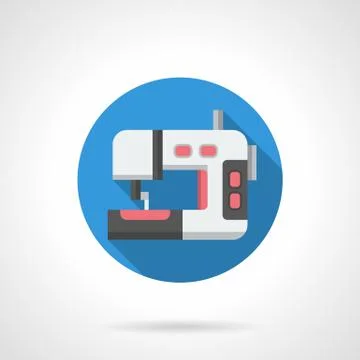 Dressmaking machine round flat vector icon Stock Illustration
