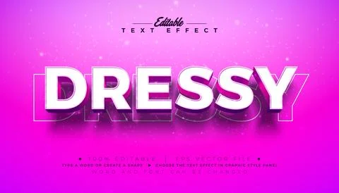 Dressy 3D Text Effect Design Editable and Scalable Vector Graphic Style Effec Illustrazione stock