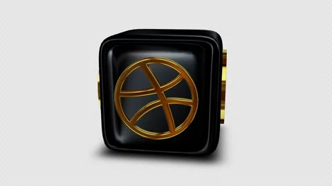 Dribbble Logo Icon Cube, Alpha Channel, Looped, Exclusive Stock Footage 302098611