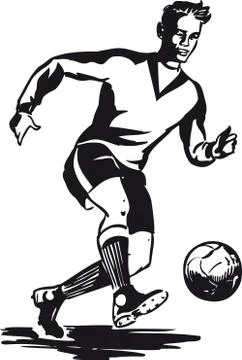 Dribbling soccer player, Retro Vector Illustration Illustrazione stock