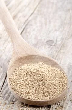 Dried active yeast on a spoon Stock Photos