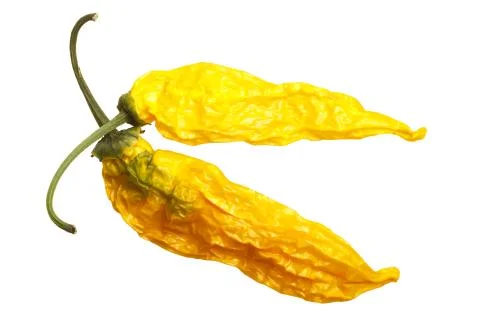 Dried Aji Pineapple C baccatum, top, paths Stock Photos