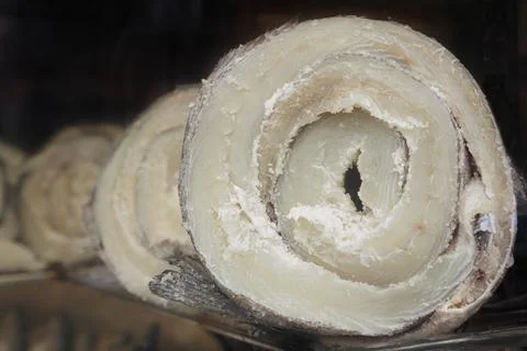 Dried and salted cod fish. Bacalao. Stock Photos