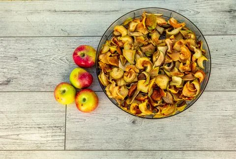 Dried apple chips Stock Photos