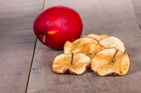 Dried apple slices with stems Stock Photos