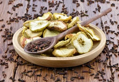 Dried apples with cloves Stock Photos
