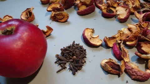 Dried apples. Dried fruit apples. Fruit for compote. Stock Footage 117421193
