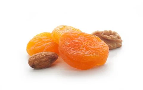 Dried apricots and nuts Foto stock