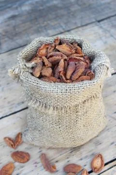 Dried apricots in a bag Stock Photos