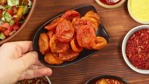 Dried apricots close-up, dry fruits, vegetarian food. Healthy eating. Middle Stock Footage 166320429
